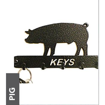 Pig Key Holder - Rack - Solid Steel - W15 x H9 cm - Powder Coated Black