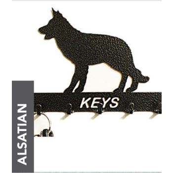 Alsatian Key Holder - Rack - Solid Steel - W15 x H9 cm - Powder Coated Black