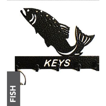 Fish Key Holder - Rack - Solid Steel - W15 x H9 cm - Powder Coated Black