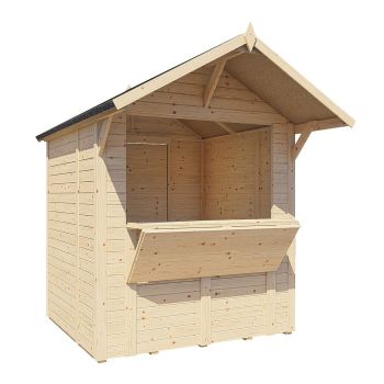 6x6 T&G Market Stall - Timber - L252 x W202 x H246 cm - Untreated Natural