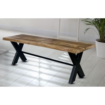 Kerela Bench - Mango Wood/Iron - L44 x W160 x H45 cm - Mango PP Saw Finish 