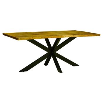 Kerela Artificial Edge Spider Leg Dining Table - Mango Wood/Iron - L100 x W200 x H76 cm - Mango PP Saw Finish
