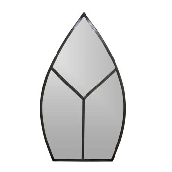 Leaf Arch Outdoor Mirror - Glass - L1.5 x W50 x H90 cm - Natural Black