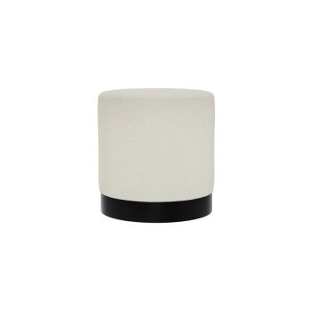 Lara Small Pouffe - Boucle/Metal - L41.5 x W41.5 x H44 cm - Ivory/Black Matte