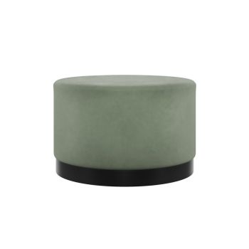 Lara Large Pouffe - Velvet/Metal - L60.5 x W60.5 x H35.5 cm - Sage/Black Matte