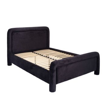 Leonnie King Size Bed Frame - Brushed Woven - L220 x W168 x H110 cm - Black - Full Assembly Required