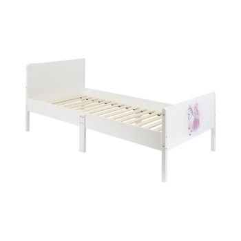 Kids Single Bed Frame - Princess and Unicorn - L199 x W95 x H80 cm - White