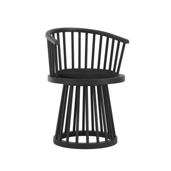 Lina Indoor Dining Chair - Velvet/Wood - L53 x W57 x H78.5 cm - Black/Black - Fully Assembled