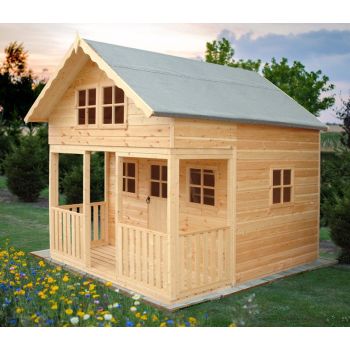 Lodge 8 x 9 Feet Single Door with Two Fixed and Three Opening Windows Playhouse
