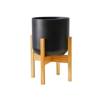Lisbon Pot and Stand - Ceramic - L20.5 x W20.5 x H34.5 cm - Anthracite