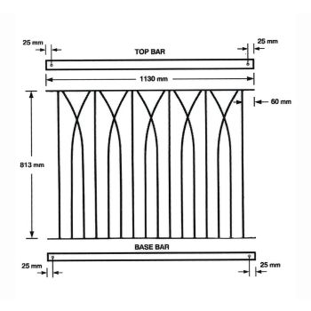 Deco Decking Fence Panel - Solid Steel - FIts Gap of 1130 mm x 813 mm High - Electro Galvanised/Black Powder Coated