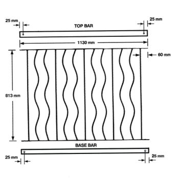 Ripple Decking Fence Panel - Solid Steel - FIts Gap of 1130 mm x 813 mm High - Electro Galvanised/Black Powder Coated
