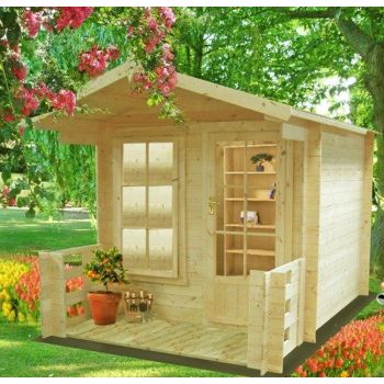 Maulden with veranda Log Cabin Home Office Garden Room Approx 8 x 8 Feet