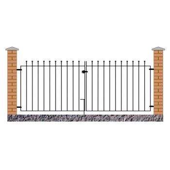 Manor Flat Top Double Driveway Gate - Solid Steel - Fits Gap of 3048 mm x 915 mm High - Electro Galvanised/Black Powder Coated