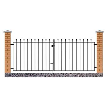 Manor Flat Top Double Driveway Gate - Solid Steel - Fits Gap of 2438 mm x 915 mm High - Electro Galvanised/Black Powder Coated