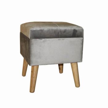 Trunk - Wood/Velvet - L33 x W33 x H42 cm - Grey