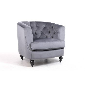 Armchair - Velvet - L86 x W75 x H74 cm - Light Grey
