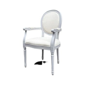 Frame Linen Fabric Louis Dining Chair - L52 x W45 x H94 cm - Grey