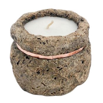 Round Decorative Candle with Copper - L16 x W16 x H12 cm