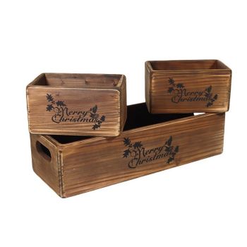 "Merry Christmas" - Wooden Boxes (Set of 3)