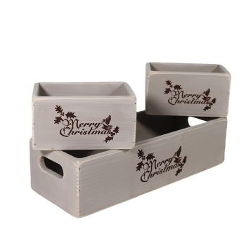 Wooden Boxes (Set of 3) - Rustic Grey