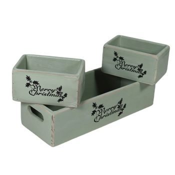 Wooden Boxes (Set of 3) - Rustic Green