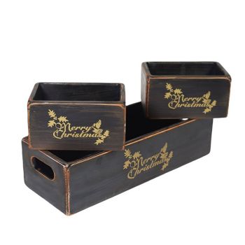 Wooden Boxes (Set of 3) - Black