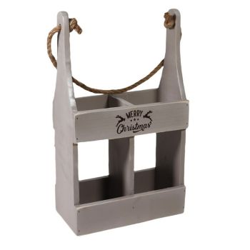 2 Bottle Wine Holder - L10 x W21 x H39 cm - Rustic Grey