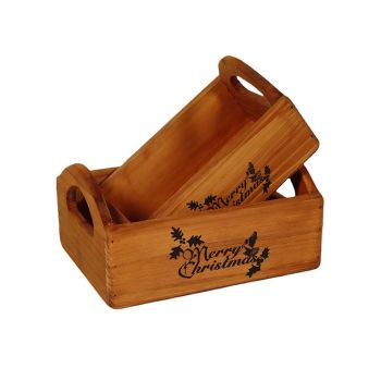 "Merry Christmas" - Wooden Crates (Set of 2)