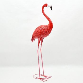 Flamingo Garden Ornament - Metal - L30 x W50 x H150 cm - Pink