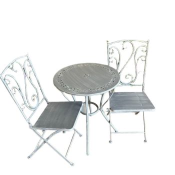 Garden Folding Bistro Set - Metal - Light Grey