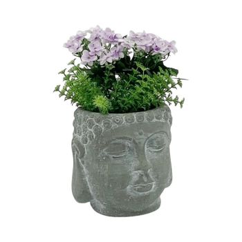 Buddha Flower Pot - L16 x W16 x H17 cm - Grey Cement