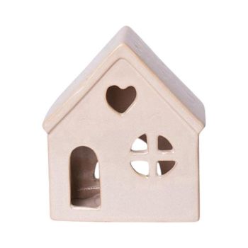 House Tealight Holder - Ceramic - L15 x W9 x H17 cm - Cream