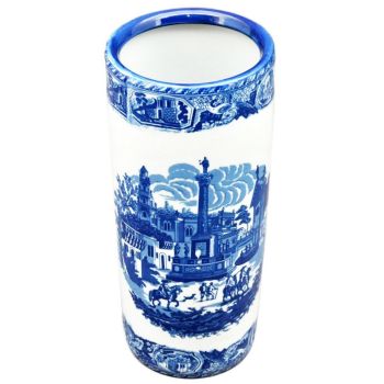 Reepham Round Umbrella Stand - Vase - L20 x W20 x H46 cm - Blue/White