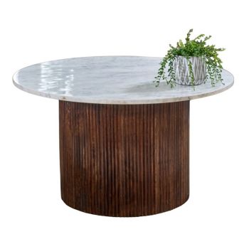 Opal Coffee Table with Marble Top & Mango Wood Base - L80 x W80 x H45 cm