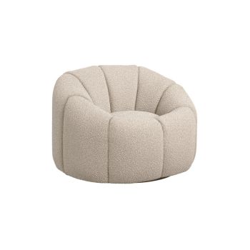 Nao Swivel Chair - Boucle/Metal - L89 x W102 x H66 cm - Buff/Black