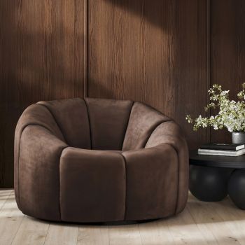Nao Swivel Chair - Velvet Chenille - L89 x W102 x H66 cm - Treacle