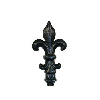 Fleur De Lys Top - Decorative Top for Garden Plant Support - Solid Steel - Powder Coated Black