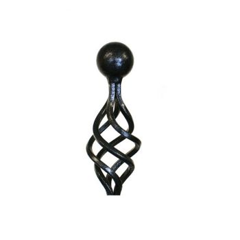 Ball and Cage Top - Decorative Top for Garden Plant Support - Solid Steel - Powder Coated Black