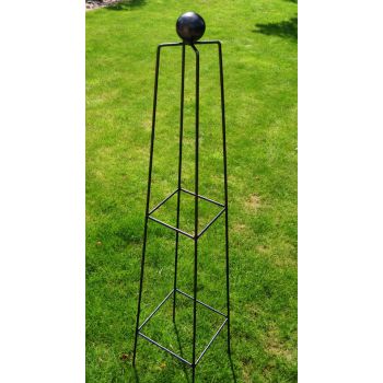 Classic 6Ft Obelisk - Garden Plant Support - Solid Steel - L43.2 x W43.2 x H182.9 cm - Powder Coated Black