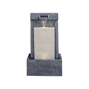 Outdoor Contemporary Cube Water feature - Cement - L47 x W37 x H83 cm - Black