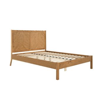 Palms Double Bed Frame - Wood Variant/Oak Veneer - L205 x W144 x H110 cm - Smoked - Full Assembly Required
