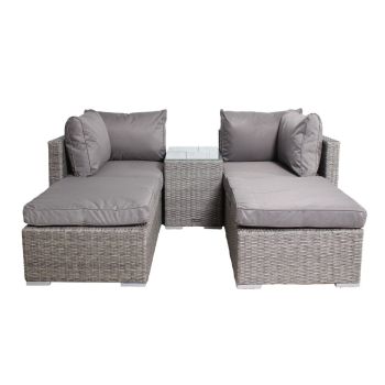 Paris 4 Seater 5 Pos Multi Relaxer Set - Synthetic Rattan - H52 x W75 x L40 cm - Natural