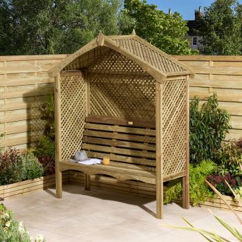 Marrakesh 3 Seat Arbour with Assembly - Timber - L65 x W183 x H212 cm - Pressure treated