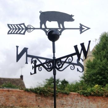 Pig Weathervane - Solid Steel - W61 x H88 cm - Powder Coated Black