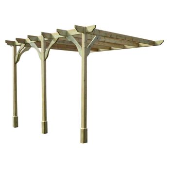 Wall Mounted Premium Pergola 3 Posts - Wood - L240 x W420 x H270 cm - Light Green