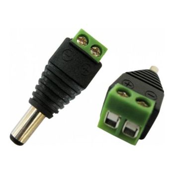 Male Jack Connector Adaptor 5.5mm Outer, 2.1mm Inner, Screw Terminal - L3.7 x W1.3 x H1.3 cm