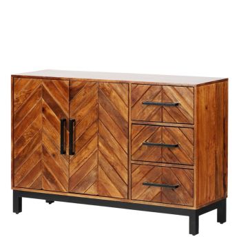 Parquet 120 cm Sideboard - Mango Wood/Iron - L40 x W120 x H80 cm - PP Finish