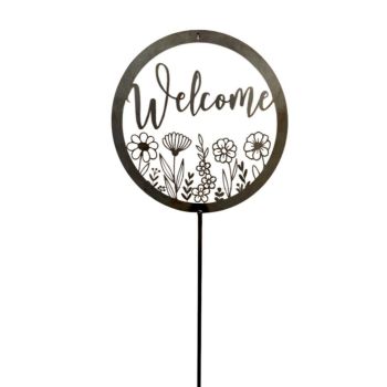Welcome on 4 Feet Pole - Bare Metal/Ready to Rust - W30 x H152 cm