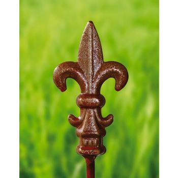Pack of 3 Fleur De Lys Pinn 4Ft Bare Metal Ready to Rust. Steel Garden Plant Border Support - Steel - H120 cm